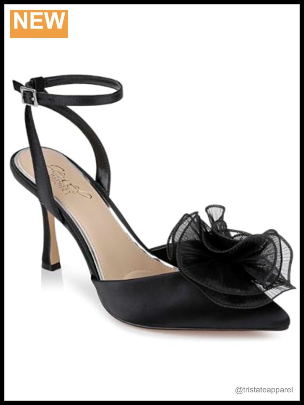 Taylee Satin Ankle Strap Stiletto Heels Pointed Toe Buckle Formal